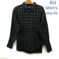 ★GU　メンズ　チェック柄　フランネル　コットン　長袖シャツ　XLサイズ
