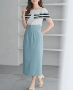 ずんだ様専用　ミッシュマッシュ水色タイトスカート ストレッチ素材