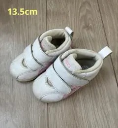 ASICS ベビーシューズ ホワイト ピンク星柄　13.5cm