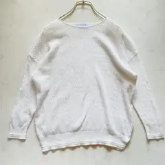 美品✨HUMAN WOMANヒューマンウーマン七分コットンニットプルオーバー