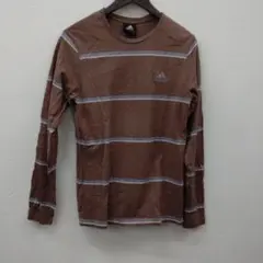 (4) adidas ブラウン ストライプ 長袖カットソー