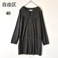 自由区 トップス チュニック ティアード切替 ダークグレー 40 L相当 洗えるのサムネイル