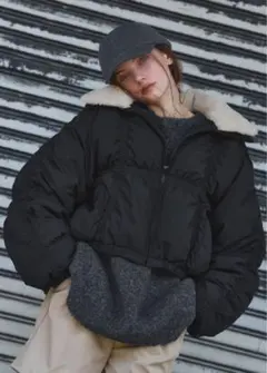WILLFULLY ブラックダウンジャケット フェイクファー付き