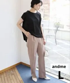 新品未使用☆レディース アンドミー ポンチ裾タックトップス タグ付き L 黒 夏のサムネイル