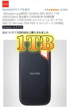SanDisk 外付けSSD SDSSDE61-1T00-GH25 - メルカリ