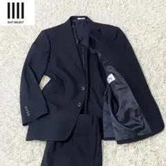 【美品】✨スーツセレクト ビジネス スーツ 黒 無地 ウール 冠婚葬祭 AB6