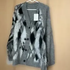 グレイル　アーガイル柄シャギーニットカーディガン