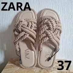 SALE 【新品】ZARA ザラ ロープ編み ノットフラットサンダル 37