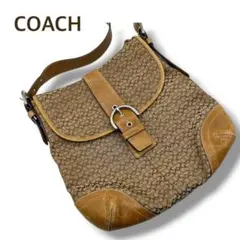 COACH コーチ Bleeker ストロー＆レザーショルダーバッグ カゴバッグ