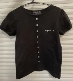 アニエスべー　トロンプイユTシャツ　ブラック　8ans パフスリーブ 120