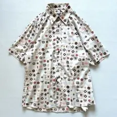 日本製 バーバリーブラックレーベル シャツ 総柄 モノグラム 3 ベージュ