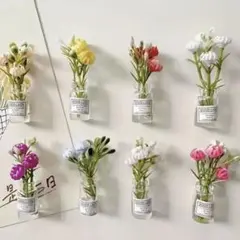 ミニチュアフラワーアレンジメント 8個セット蓄光マグネット