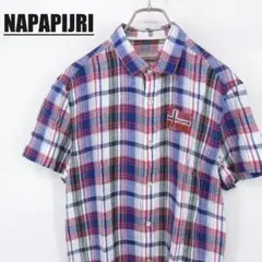NAPAPIJRI ナパピリ リネンシャツ チェック柄 半袖 麻100％ Mのサムネイル