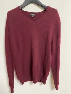 UNIQLO バーガンディ Vネックニット L