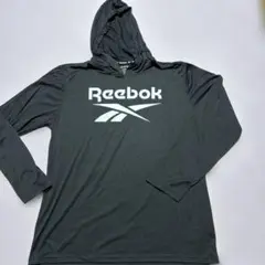 Reebokフード付き薄手パーカー ルーズLサイズ ブラックスポーツウォーキング