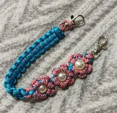 パラコードハンドストラップ 花モチーフ スマホショルダーストラップ