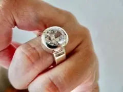仁尾彫金『オーバルカットジルコニア平打リング、幅７mm』ハンドメイド579b 仁尾彫金『オーバルカットジルコニア平打リング、幅7mm』ハンドメイド