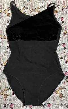 レオタード 胸元ベロア 黒