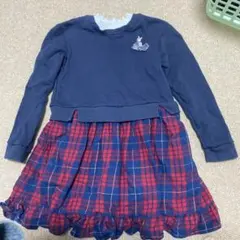 ワンピース ネイビー×赤チェック 120