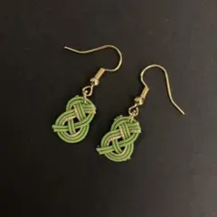 水引ピアス 緑系×ゴールド 抱きあわじ ハンドメイドアクセサリー