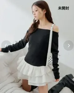 定価7700円、新品、chicoティアードオフショルチュニックサイズFのサムネイル