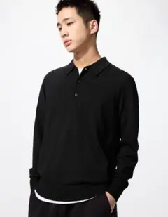 【タグ付き新品未使用】UNIQLO　メリノニットポロセーター　ＸＬ 黒