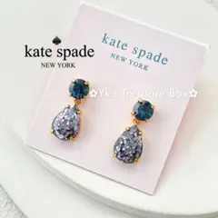 Y616/kate spade/ネイビー グリッターしずくゆれゆれゴールドピアス
