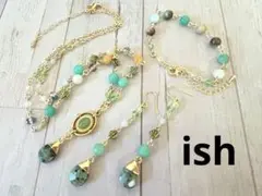 【A096】ishルビーインゾイサイト・アマゾナイトネックレス＆ブレス＆ピアス