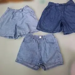 キッズハーフパンツ 3枚セット サイズ130　デニム風