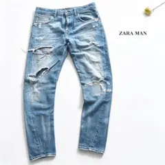 ダメージ加工 デニムパンツ ライトブルーのサムネイル