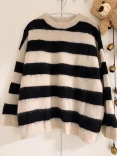 ZARA　ストライプ ニットセーター　美品　サイズ感M/L相当