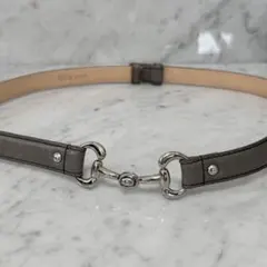 ANNE KLEIN アンクライン グレー レザー ベルト 本革 銀 チェーンのサムネイル