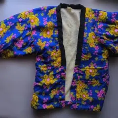 花柄カジュアルどてら　半纏ちゃんちゃんこ　レトロ半纏　ビンテージスタイル