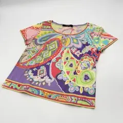 LEONARD レオナール ペイズリー 花柄 カットソー Tシャツ Lサイズ