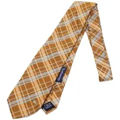 【美品】バーバリー ネクタイ チェック シルク ゴールドのサムネイル