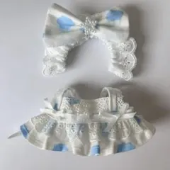 10cm〜12cm ぬい服 メイド服 エプロンドレス 白地 雲柄 汎用