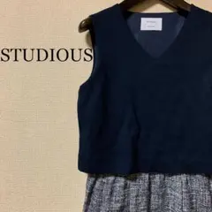 【極美品】STUDIOUS ノースリーブドッキング膝丈ワンピース 日本製のサムネイル