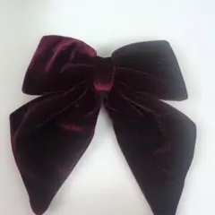 【未使用】ベルベット バーガンディ リボン ヘアアクセサリー　バレッタ