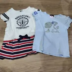 バービーBarbie Tシャツ ライトブルー ラメプリント　マリン　ワンピースのサムネイル