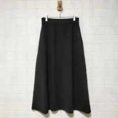 GU ジーユー (L)　フレアミディニットスカート　ポケットあり　ブラック