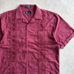 OMEGA オープンカラー 半袖 キューバ シャツ XL 刺繍 古着 開襟のサムネイル