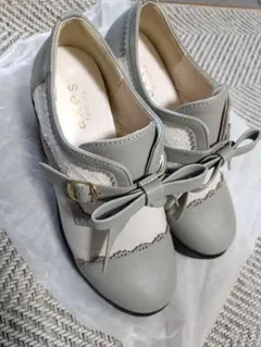 axes femme グレー 厚底シューズ リボン付き