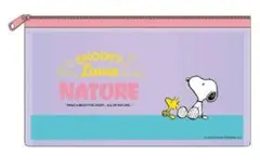 ケイカンパニー スヌーピー クリアフラットポーチ パープル クリアポーチ
