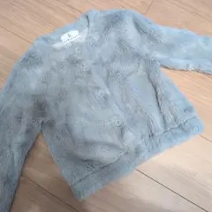 【組曲】グレー ファー ジャケット ボタン付き