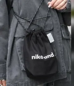 ★未使用★【niko and...】オリジナルニコロゴ巾着バッグ ブラック★
