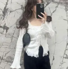 SNIDEL Sustainableフリルニットプルオーバー