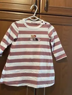 familiar ファミリア　ボーダーワンピース ピンク　80cm