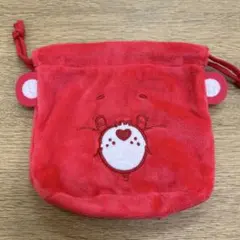ケアベア　ふわふわフェイス巾着　Part2 赤 レッド
