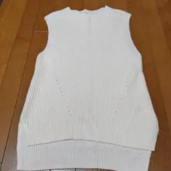 ホワイト ニットベスト ノースリーブ M
