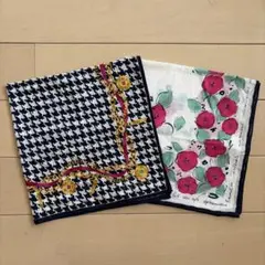 GIVENCHY ジバンシー ハンカチ 2枚セット 千鳥格子 花柄 大判のサムネイル